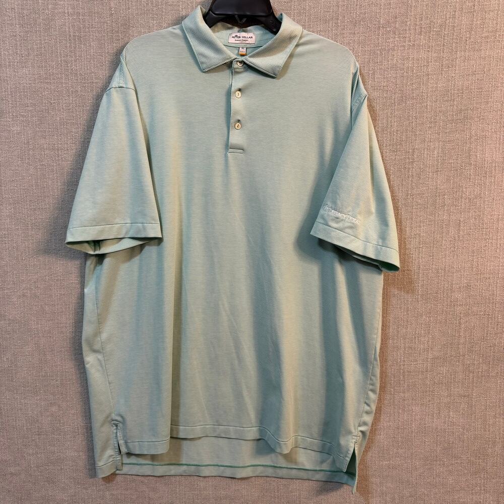 Peter Millar Summer Comfort Mens XL Geen White Performance Golf Polo